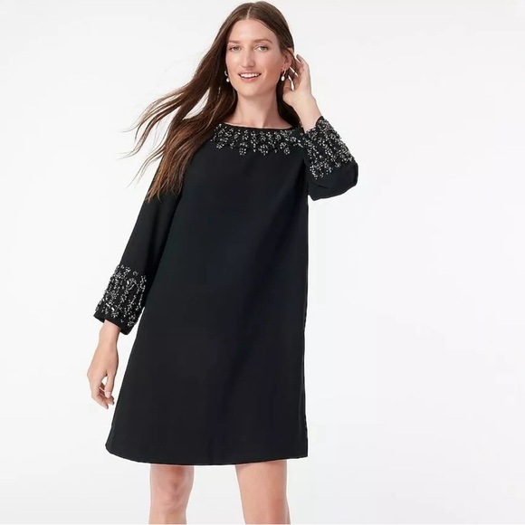 NWT J. Crew Embellished Black Shift Dress Sz 4 - Picture 11 of 11